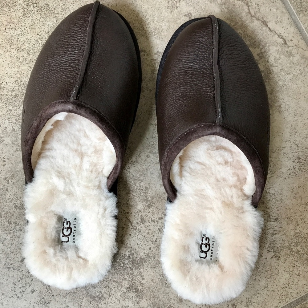 (men's) leather UGG slippers - NEW, NEVER WORN